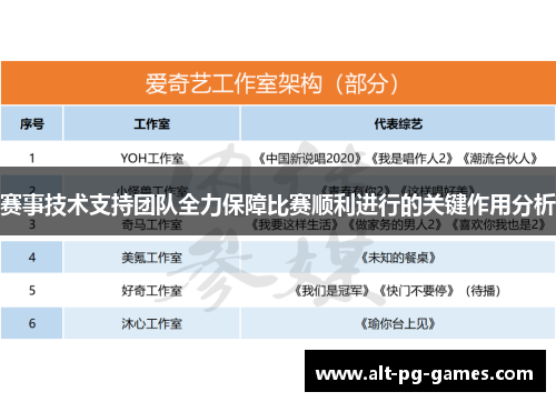 赛事技术支持团队全力保障比赛顺利进行的关键作用分析